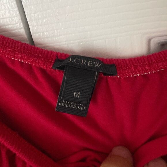 J. Crew Fire Red Off-the-Shoulder Ruffle Bodysuit Size Medium Snap Closure Stret - Picture 4 of 7